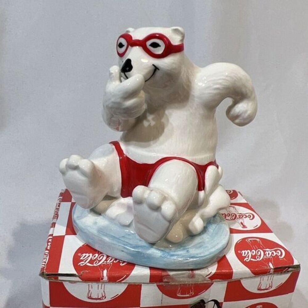 Coca Cola Ceramic Polar Bear "Always Swimming" Vintage Original‎ Box